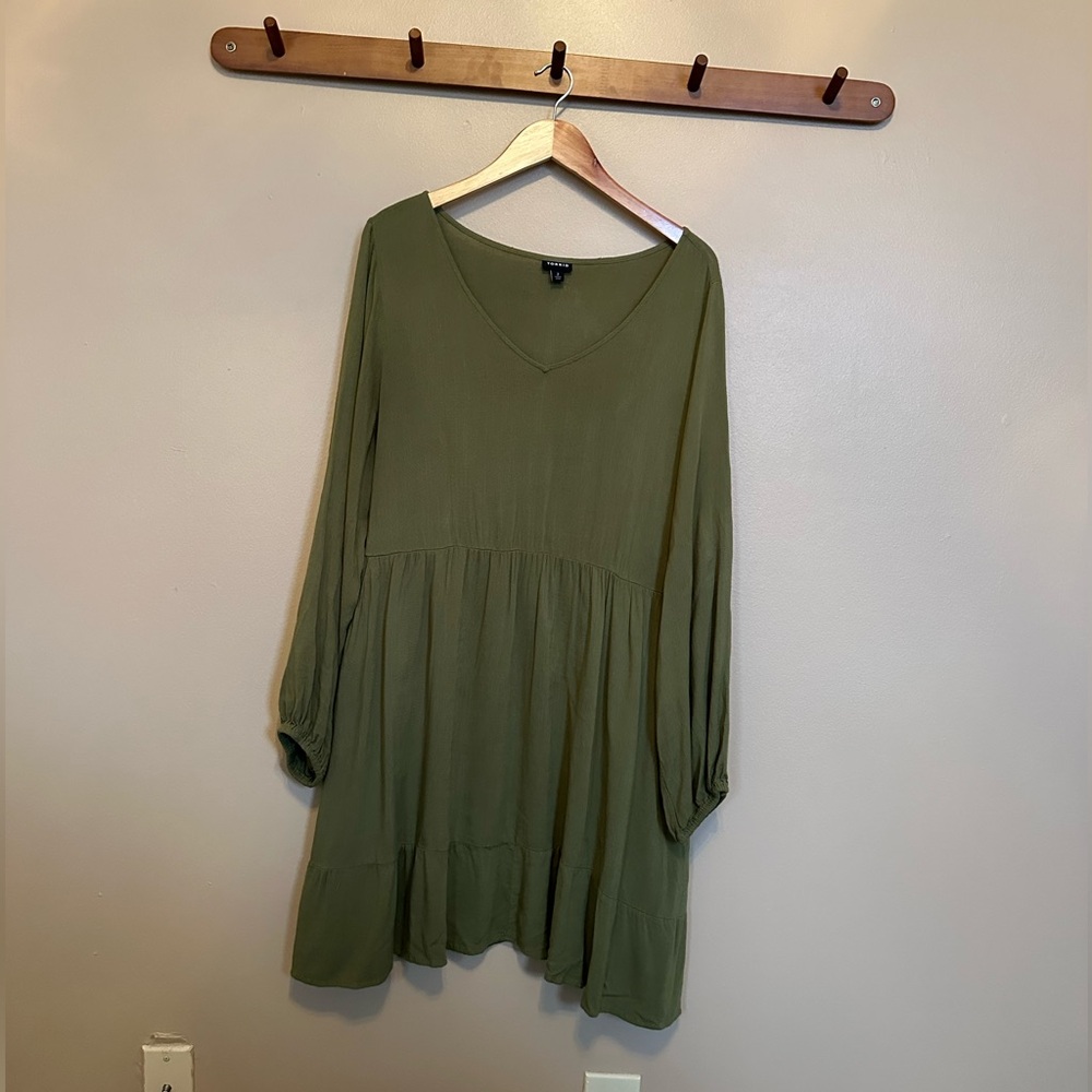Torrid Olive Long Sleeve V-Neck Dress